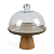 Boleira Com Prato Ceramica Bege e Redoma de Vidro com Base Cone - Imagem 2