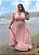 Vestido Longo Madrinha Decote V com Manguinha Rose Marsala Plus Size - Imagem 1