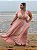Vestido Longo Madrinha Decote V com Manguinha Rose Marsala Plus Size - Imagem 2