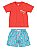 Conjunto Up Baby Camiseta Malha Bermuda Microfibra Lagosta Laranja - Imagem 1