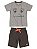 Conjunto Infantil Up Baby Camiseta Curta Bermuda Malha Cinza - Imagem 1