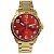 Relógio Masculino de Aço Tuguir Analógico Infinity TGI37103 Dourado e Vermelho - Imagem 1