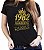 Camiseta Feminina Preta O Nascimento das Rainhas Dourada - Informe o Ano e Idade - Imagem 2