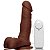 Pênis realístico 47 - Com vibrador, escroto e ventosa - 16,5 x 4,5 cm - Cor Marrom - Imagem 1