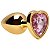 Plug Anal Dourado com Pedra Rosa em Formato de Coração - Tamanho M - Imagem 1