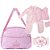 Kit Saida Maternidade com Roupa e Bolsa para Bebê Rosa RN - Imagem 1