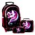 Mochila Unicornio Rodinhas Brilho Pink Glitter Lancheira Estojo Kit - Imagem 1