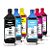 Kit de 6 Tintas Epson Universal Preta + Coloridas Corantes Kora 1 litro - Imagem 1