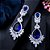 Brinco Noiva Zirconia Prata Festa Madrinha Azul Pendurado - Imagem 1