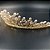Coroa Tiara Dourada Arranjo Cabelo Noiva Zirconia E Perola - Imagem 3