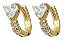 Brinco Argola Pedra Zirconia Coração Dourado Prata Folheado - Imagem 1