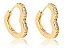 Brinco Argola Pedra Zirconia Coração Dourado F. Ouro 18k - Imagem 1