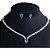 Conjunto Colar Chocker Riviera Gota E Brinco Zircônia Verde - Imagem 1