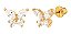 Brinco Infantil Borboleta Pedra Zirconia Dourado Prata 2 Fur - Imagem 1