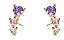 Brinco Ear Cuff Pedra Zirconia Dourado Infantil Pequeno Rosa - Imagem 1