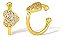 Piercing Argola Falso Fake Dourado Pedra Zirconia Coração - Imagem 1