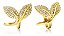 Piercing Argola Falso Fake Pedra Zirconia Folheado Folhas - Imagem 4