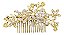 Arranjo Enfeite Aplique Cabelo Noiva Dourado Strass Perola - Imagem 1