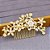 Arranjo Enfeite Aplique Cabelo Noiva Dourado Strass Perola - Imagem 3
