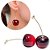 Brinco Cereja Cherry Festa Folheado Ouro Pendurado Vermelho - Imagem 3