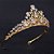 Coroa Tiara Cabelo Noiva Dourada Zirconia E Strass Princesa - Imagem 2