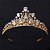 Coroa Tiara Cabelo Noiva Dourada Zirconia E Strass Princesa - Imagem 1