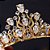 Coroa Tiara Cabelo Noiva Dourada Zirconia E Strass Princesa - Imagem 3