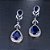 Brinco Noiva Pedra Zirconia Prata Azul Festa Luxo Debutante - Imagem 3