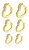 Trio Brinco Argola Pedra Zirconia Coração Dourado F Ouro 18k - Imagem 1