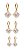 Trio Brinco Argola Pedra Zirconia Folheado Pingente Quadrado - Imagem 3