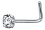 Piercing Nariz Nostril Pedra Zirconia 2 Mm Pt De Luz Haste L - Imagem 1
