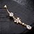 Piercing De Umbigo Zirconia Borboleta Dourado Pendurado - Imagem 3