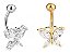 Piercing De Umbigo Dourado F. Ouro Zirconia Borboleta - Imagem 2