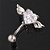 Piercing De Umbigo Invertido Prata Zirconia Coração Rosa Rox - Imagem 9