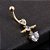Piercing De Umbigo Dourado Zirconia Coração Pendurado Ouro - Imagem 2