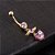 Piercing De Umbigo Dourado Zirconia Coração Pendurado Ouro - Imagem 6