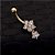 Piercing De Umbigo Dourado Flor Estrela Folheado Zirconia - Imagem 3