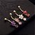 Piercing De Umbigo Dourado Flor Estrela Folheado Zirconia - Imagem 2