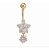 Piercing De Umbigo Dourado Flor Estrela Folheado Zirconia - Imagem 1