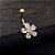 Piercing De Umbigo Dourado Banhado A Ouro 18k Flor Zirconia - Imagem 1