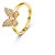 Anel Pedra Zirconia Borboleta Festa Dourado Ajustavel F Ouro - Imagem 1
