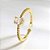 Anel Pedra Zirconia Festa Dourado Ajustável Folheado Oval - Imagem 5