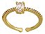 Anel Pedra Zirconia Festa Dourado Ajustável Folheado Oval - Imagem 1