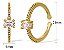 Anel Pedra Zirconia Festa Dourado Ajustável Folheado Oval - Imagem 4