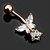 Piercing De Umbigo Dourado Pendurado Pedra Borboleta Flor - Imagem 2