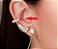 Piercing Argola Orelha Falso Fake Pérola Dourado Barato - Imagem 3