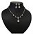 Conjunto Colar Brinco Noiva Pedra Zirconia Prata Gota Festa - Imagem 3