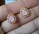 Conjunto Colar E Brinco Gota Pedra Rosê Zirconia F Ouro 18k - Imagem 4