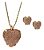 Conjunto Colar E Brinco Coração Pedra Quartzo Lapidada - Imagem 3