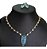 Conjunto Colar E Brinco Zirconia Fusion Gota Azul Super Luxo - Imagem 2